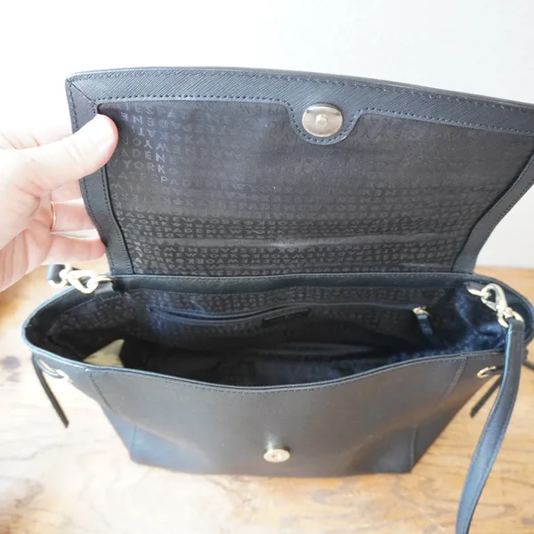 Kate Spade New York Black Saffiano Leather Crossbody Satchel Bag Classic - Image 8
