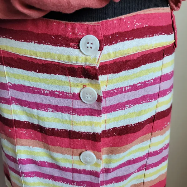 Striped Button-Down Skirt Linen Blend resort ballet core fairy whimsy boho - Image 4