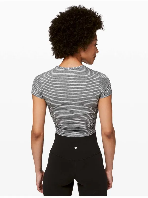 Lululemon All It Takes Short Sleeve, Modern Stripe Heathered Medium Grey White - Image 2