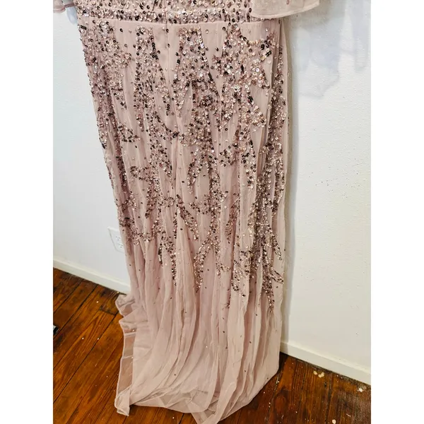 MAC DUGGAL 93681 Vintage Lilac Pink Sequined Butterfly High Low Gown Dress sz 10 - Image 10