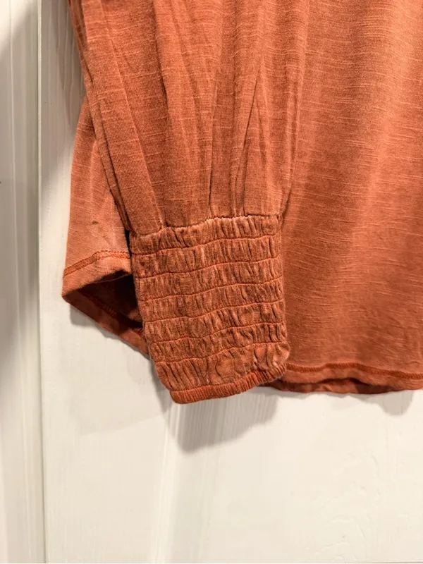 NWT Knox Rose Size M Rust Lace Shoulder Smocked Cuff Long Sleeve Boho Top - Image 2