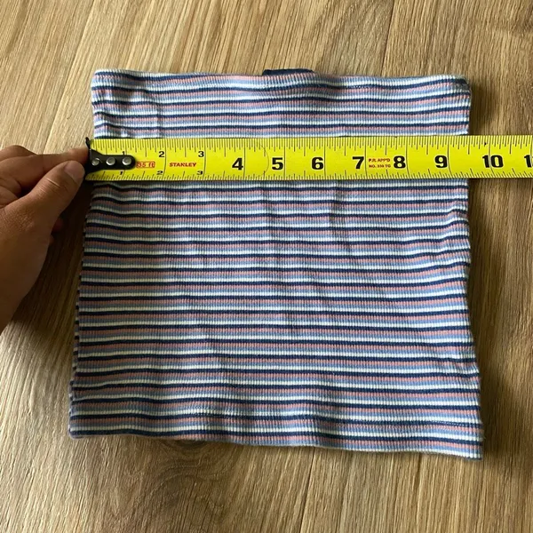 Brandy Melville Striped Ribbed Tube Top Blue Pink White Y2K One Size - Image 5