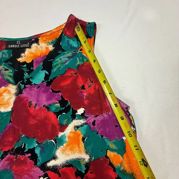 Carole Little Vintage Floral Sleeveless V-Neck Tank Top - Image 7