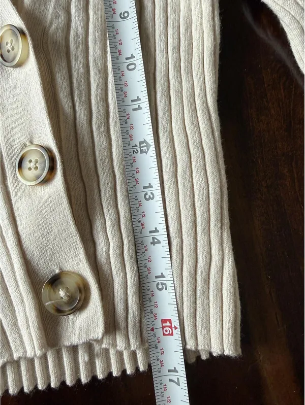 Madewell Cream Ribbed Button Front Cropped Cardigan Sweater XXS - Image 8