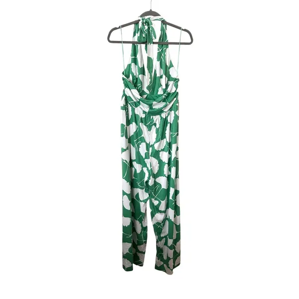 DIANE VON FURSTENBERG X TARGET Floral Halter Jumpsuit Ginkgo Green Large - Image 4