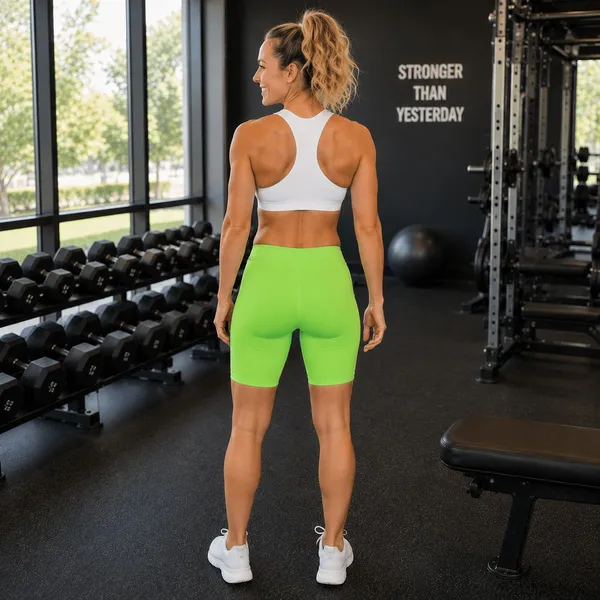 Pretty Little Thing Shape Neon Lime Buckle Cycle Shorts, US6 - Image 3