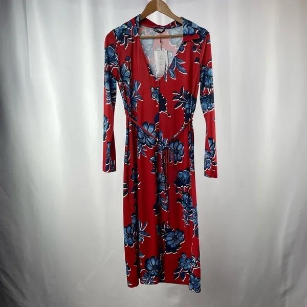 NWT Zara Printed Midi Dress‎ in Red size Small - Image 4