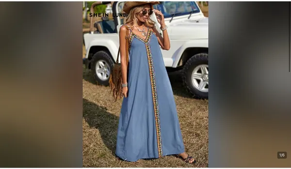 NWT SHEIN LUNE Let It Slide Blue Maxi Dress Sz L - Image 2