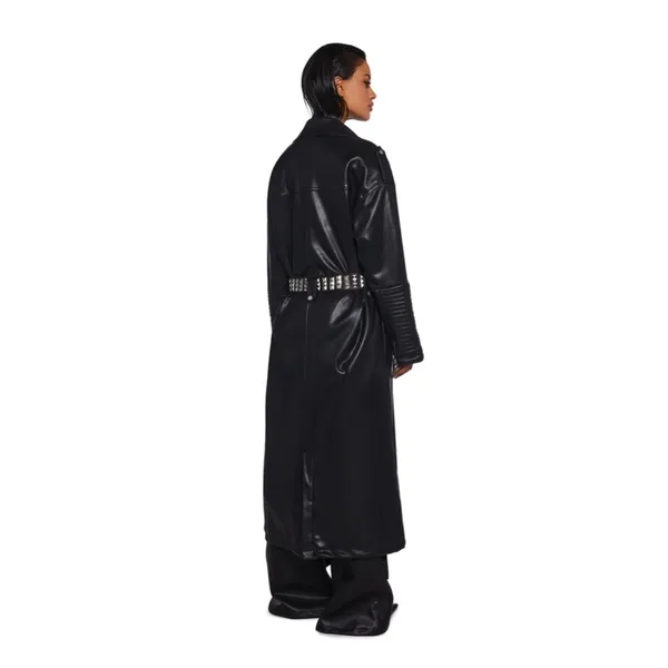 Dolls Kill Current Mood NWT Circuit Breaker Moto Trench Coat Sz XL Vegan Leather - Image 3