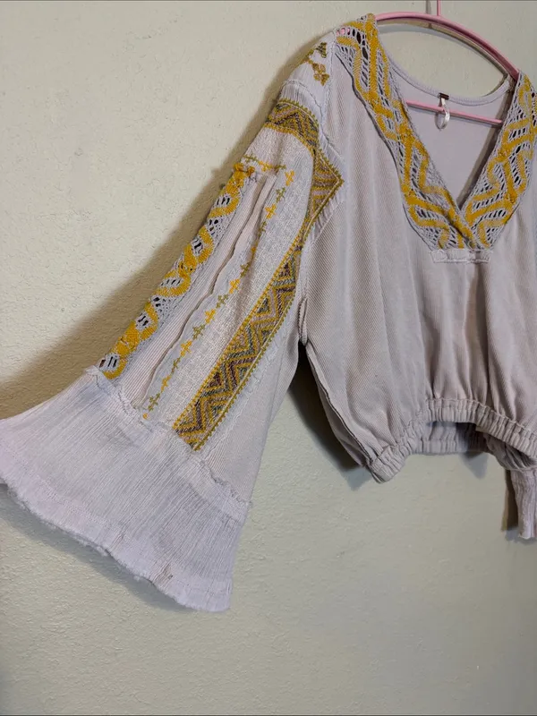 Free People‎ Cross Country Embroidered Top Womens Size Small - Image 3