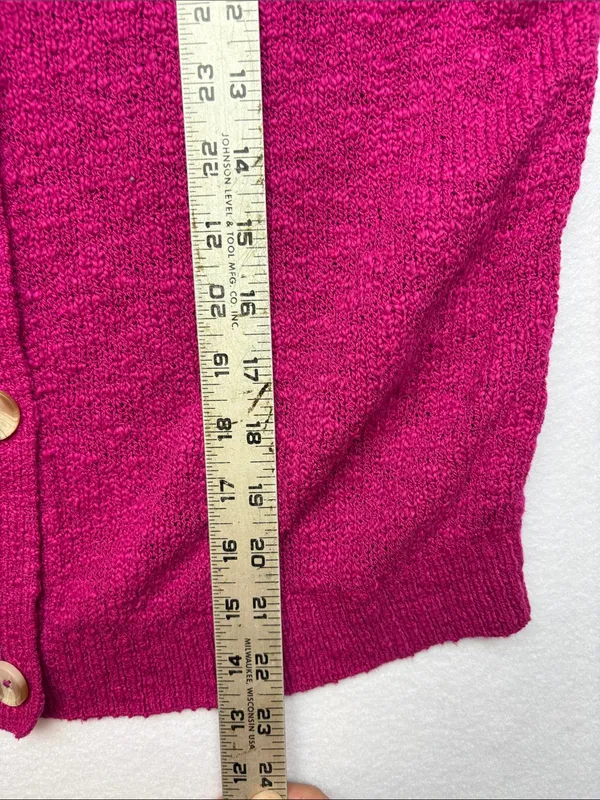 J. Crew size small knit Short-Sleeve Button Cardigan sweater purple pink Fuschia - Image 5