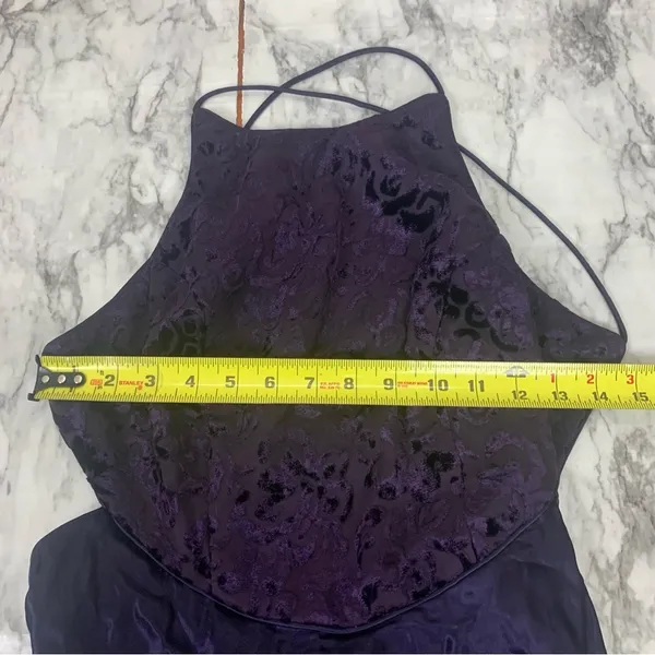 Zum Zum Purple Velvet Detail Criss Cross Open Back Prom Dress Gown size 11 / 12 - Image 7