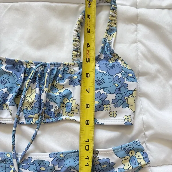 Womens Bikini Set Top Small Bottoms Cheeky Floral Blue Beach‎ Summer Tropical - Image 3