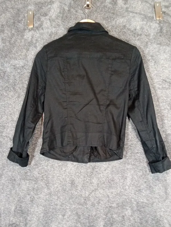 Evereve Jagger Moto Jacket Line Blend Black Shoukder Pads Womens Size Xs - Image 4