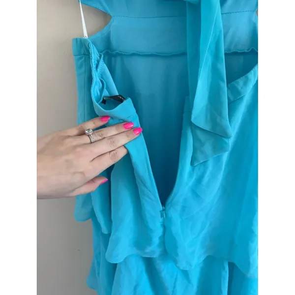 Lulus Tier and Now Blue Tie-Back Tiered Maxi Dress Size Large NWT Wedding Formal - Image 8