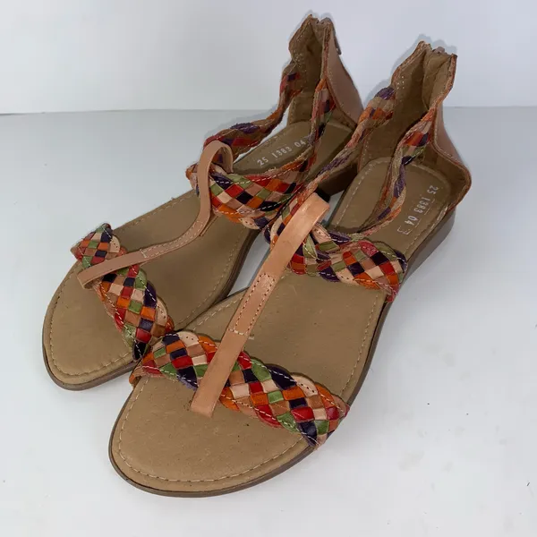 Mexican Huarache sandals colorful straps womens size 8 - Image 2