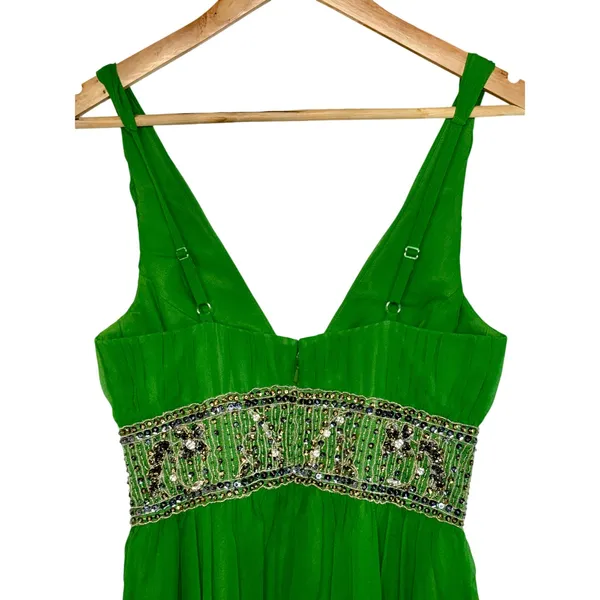 NWT Mandalay Dark Lime Green Beaded Embellished Mini Cocktail Party Dress Size 6 - Image 8
