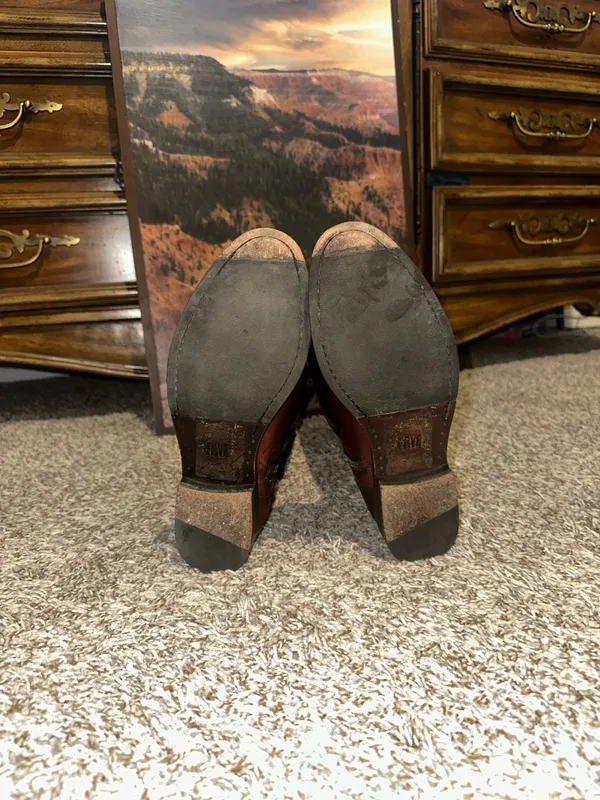 FRYE Molly Button Tall Brown Leather Riding Boots - Image 11
