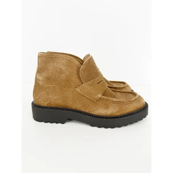J.Crew Lug‎ Sole Suede Loafer Boots Women's 7 Tan Academia - Image 4
