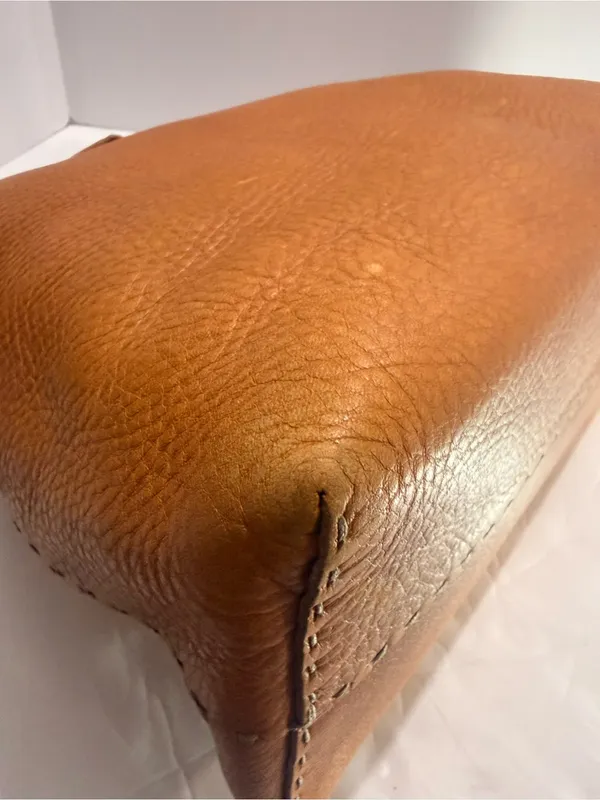 Vintage Fendi Selleria Pebbled Leather Satchel – Cognac Brown - Image 10