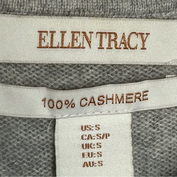 Ellen Tracy Gray Beige Cashmere Sweater - Image 4