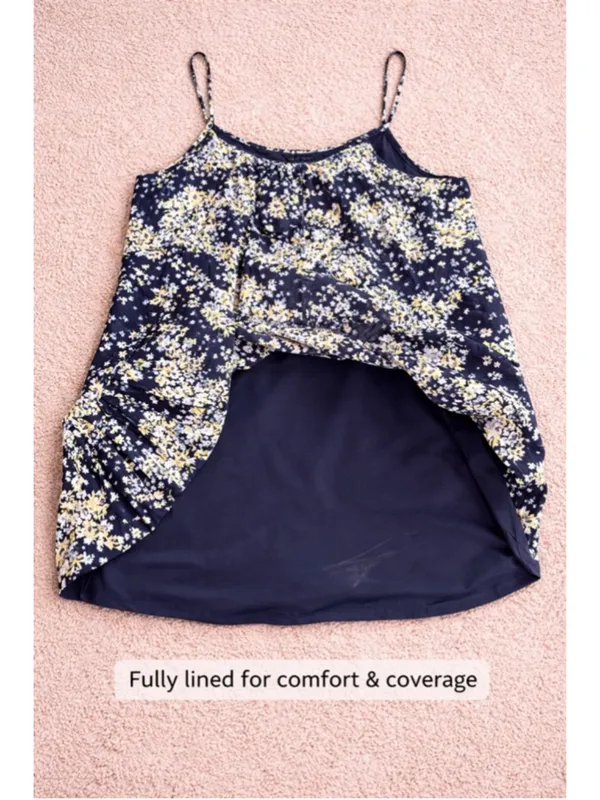 As U Wish Floral Mini Dress Size Large Navy‎ Blue Ruffle Hem Boho Sundress - Image 4