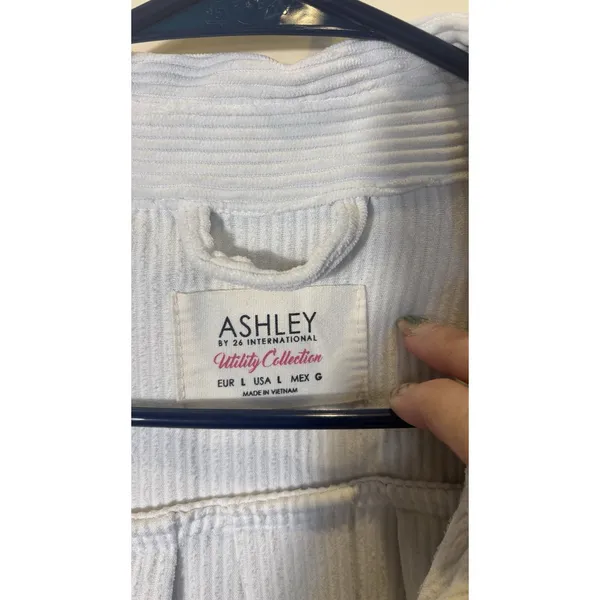 Ashley by 26 International Duster Shirt Jacket Long‎ Light Gray Corduroy Large - Image 3