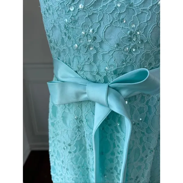 Morilee Aqua Blue Green Lace Sequin Formal Gown $185 - Image 6