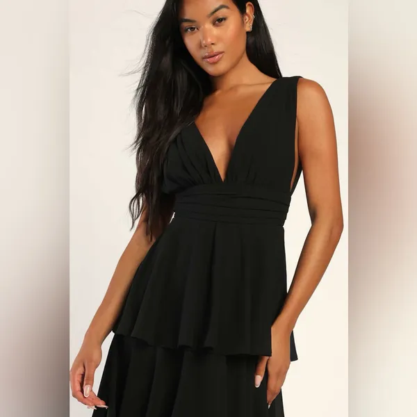 Lulus Amazing Evening Black Tiered Maxi Dress - Image 3
