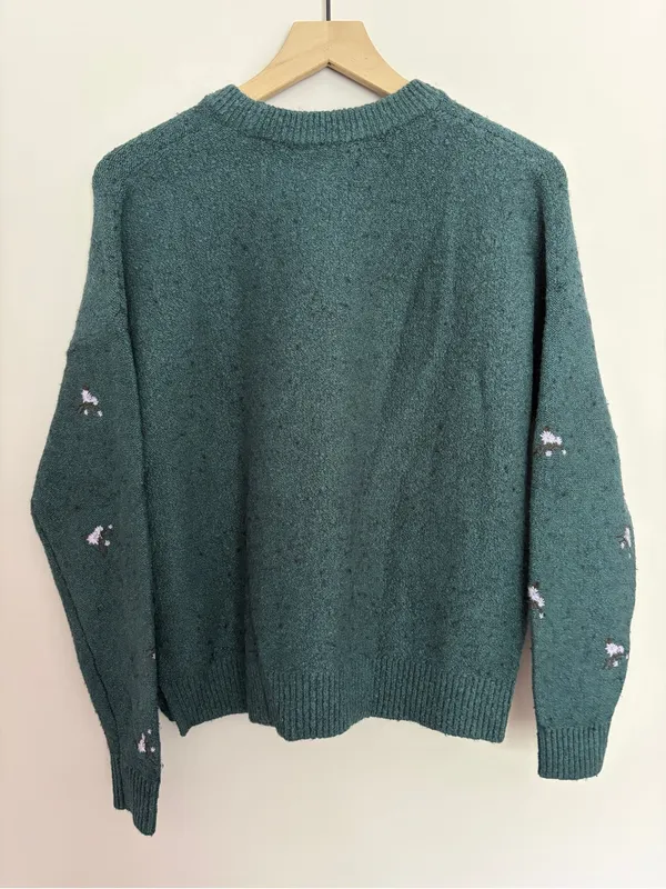 Madewell Embroidered Cross Stitch Floral Sweater Green - Image 6