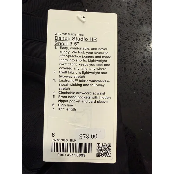 lululemon Dance Studio High-Rise Short 3.5" Black LW7CCGS Womens Size 6 NWT‎ - Image 5