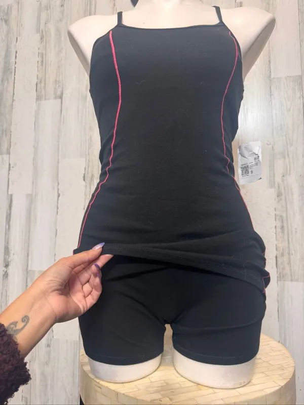 Forever 21 Open Back Workout Active Dress with Built-In Shorts Womens Small Blac - Image 2