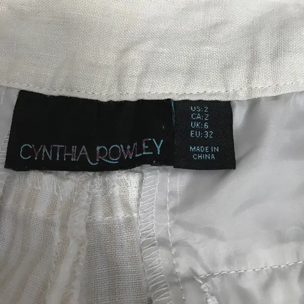 Cynthia Rowley linen tan and white striped shorts - Image 4