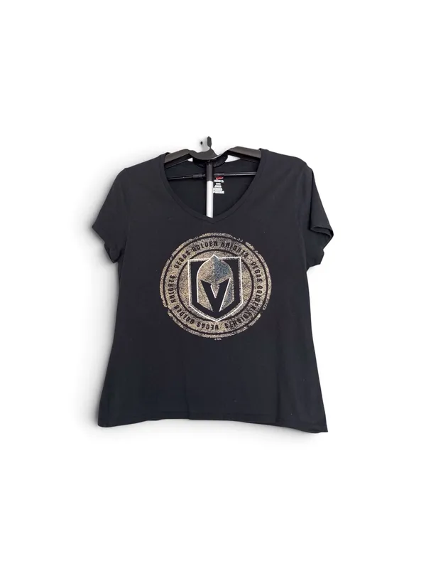 Vegas Golden Knights NHL Women's Black V-Neck Graphic T-Shirt Size Large - Image 5