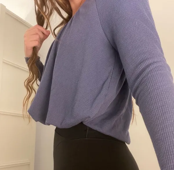 Free People Blue Long Sleeve Open Back Top - Image 2