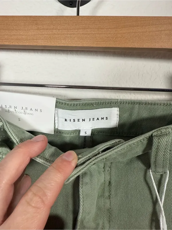 Risen Cargo Mini Skirt Olive Stretch Utility Pockets Size S Green - Image 6