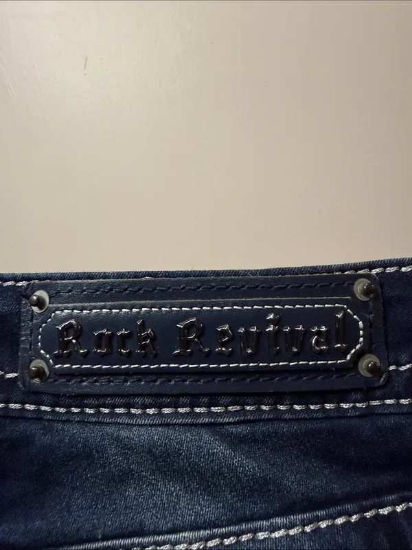 Rock Revival Oliana Mid-Rise Skinny Jeans Bling Pockets Intentional Fading SZ 30 - Image 8