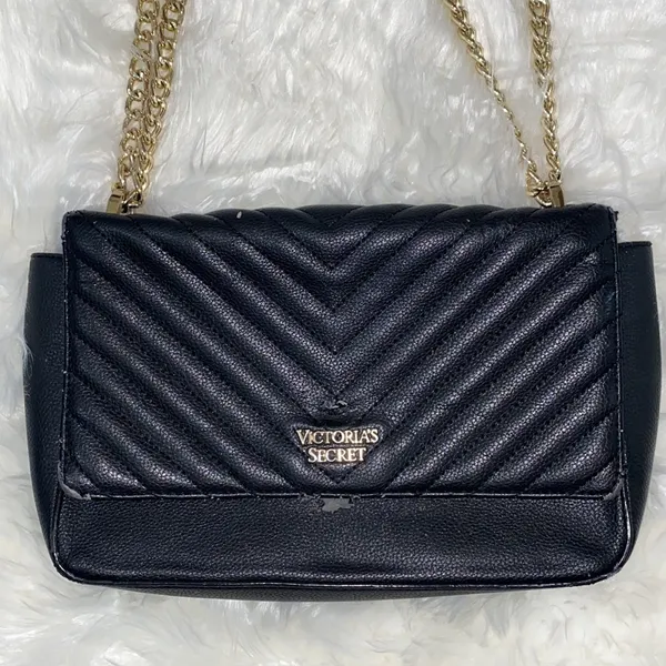 Victoria’s Secret Black and Gold Chain Crossbody Purse - Image 2