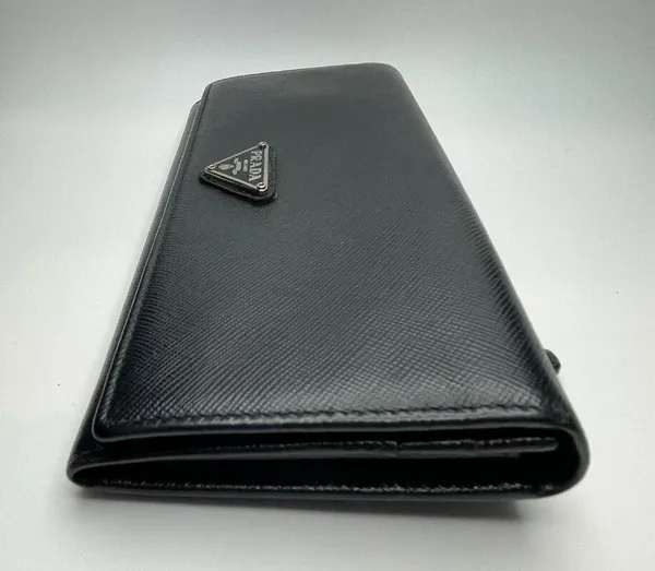 Prada Large Saffiano Calfskin Leather Wallet - Black - Preowned - Image 6