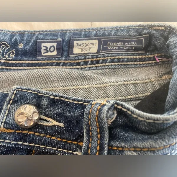 Miss Me JW5307B7 Low Rise Bootcut Jeans Y2K Western Rhinestone Embellished Sz 30 - Image 10