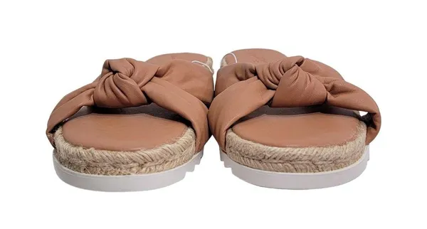 Universal Threads Warm Tan Dena Knotted Slip On Faux Leather Sandals Size 9 NWT - Image 5