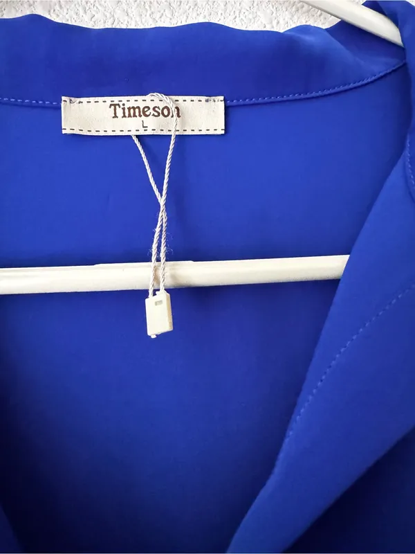 Relaxed V-Neck Tunic Top in Cobalt Blue - Image 2