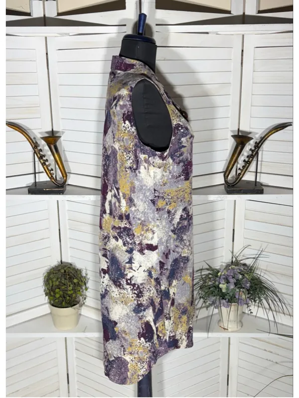 Vintage Y2K dress sleeveless purple camo avant-garde boho fairy whimsigoth sz M - Image 3