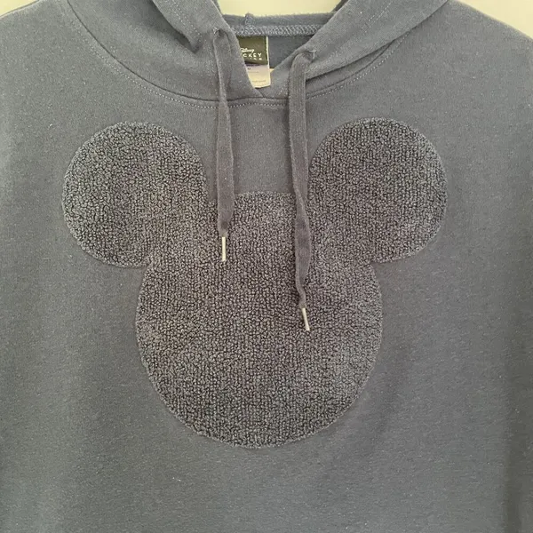 Disney mickey mouse navy blue cropped hoodie‎ sweater casual medium embroidered - Image 3