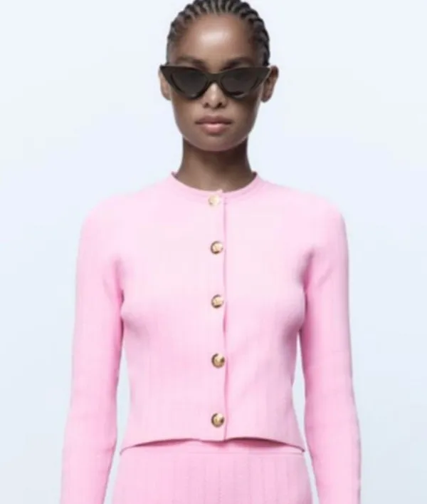 ZARA nwt ribbed knitted button up cardigan sweater top - Image 11