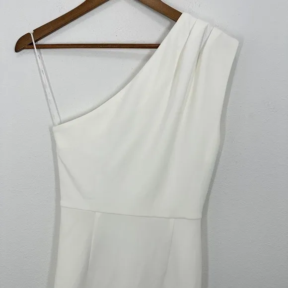 Elliatt White One Shoulder Midi Dress‎ Ruched Cocktail Party Dress Size S Bridal - Image 5