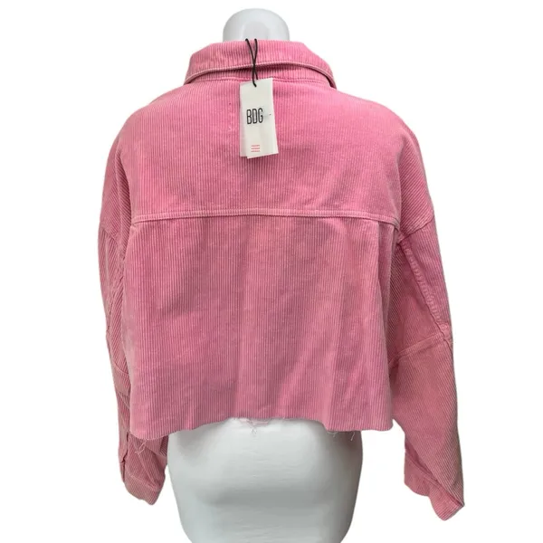 NEW Urban Outfitters BDG Pink Corduroy Button Up Crop Shirt Shacket Jacket Top L - Image 2