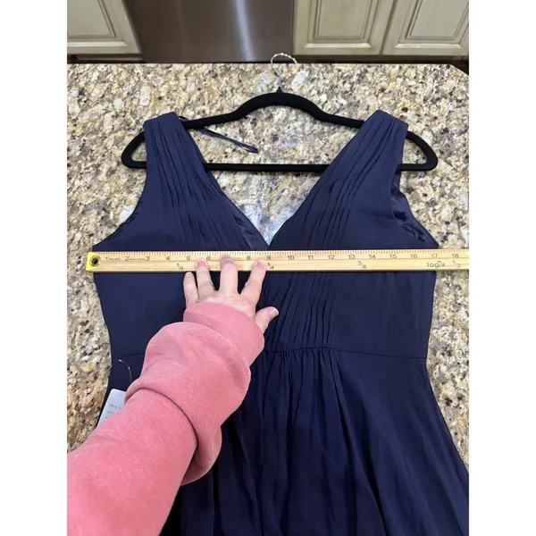 NEW Eliza J High Low Chiffon Rhinestone Embellished Waist Dress Size 8 Navy - Image 8