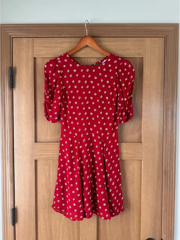 Reformation Bard Floral-Print Crepe Mini Dress in Red Women’s size 6 - Image 12