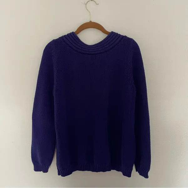 Cable Knit Sweater Deep Blue Purple size XL - Image 6